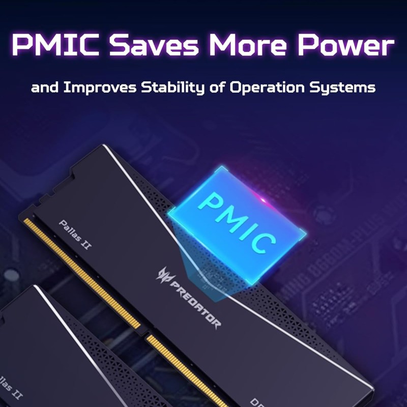 Acer Predator Pallas II DDR5 6000MHz 32GB (2X 16GB) CL30 डेस्कटॉप मेमोरी DDR5 सीरीज (पीसी 5-48000) Intel XPM 3.0 अनुरूप AMD एक्सपो मेमोरी किट ब्लैक BL.9BWR.433