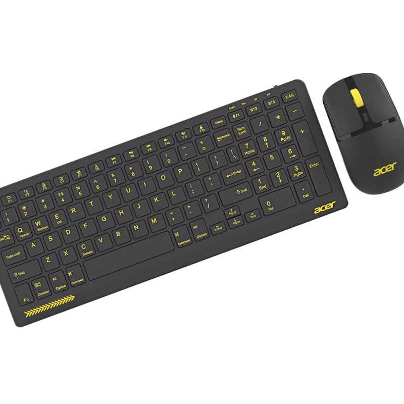 Acer ZenKeys Duo Wireless Keyboard & Mouse Combo | 2.4 GHz + Bluetooth | Rechargeable 500 mAh Type-C | 99-Key Silent Keyboard