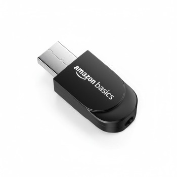 Amazon Basics 2 in 1 Bluetooth 5.0 Transmitter Receiver | 3.5mm Stereo Audio Adapter with Mic | Portable Design