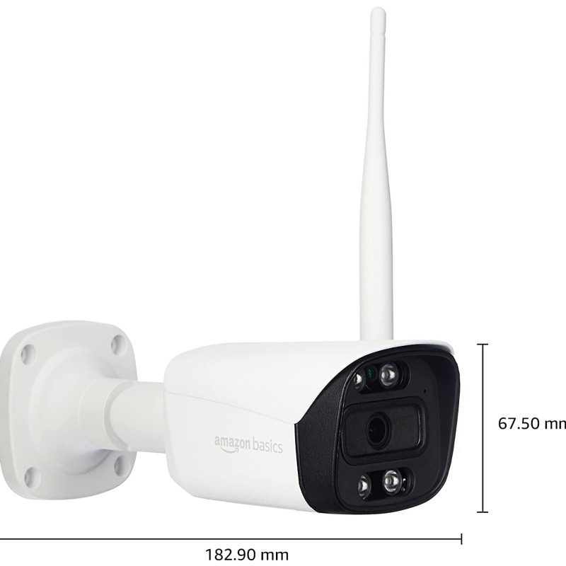 Amazon Basics 3MP wi-fi Bullet Camera 1296p Outdoor CCTV Security Smart Camera, AI Powered Motion Detection (White)