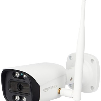 Amazon Basics 3MP wi-fi Bullet Camera 1296p Outdoor CCTV Security Smart Camera, AI Powered Motion Detection (White)