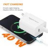 Amazon Basics 40W Pd Dual Port Fast Charger | Dual USB-C Ports (20W Each) | Speed Technology White