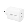 Amazon Basics 40W Pd Dual Port Fast Charger | Dual USB-C Ports (20W Each) | Speed Technology White