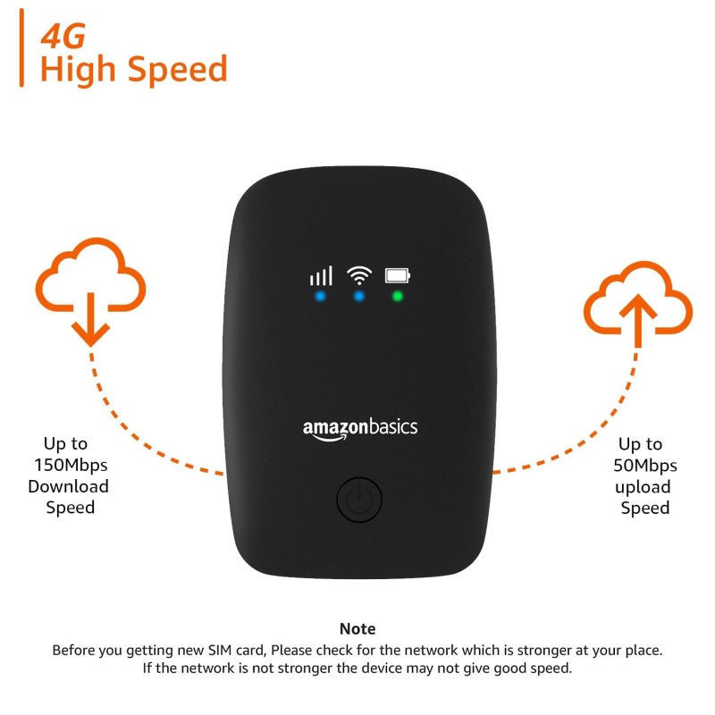 Amazon Basics 4G LTE Wireless Dongle with All Sim Network Support|Single_Band Plug & Play Data Card (Black)