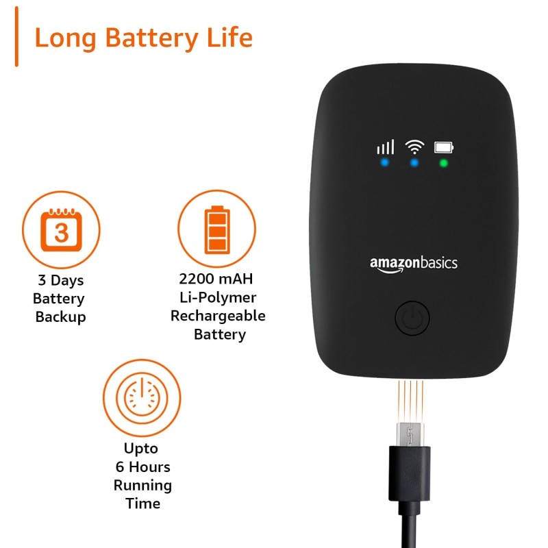 Amazon Basics 4G LTE Wireless Dongle with All Sim Network Support|Single_Band Plug & Play Data Card (Black)