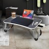 Amazon Basics Engineered Wood Foldable Laptop Table with Cup Holder, Tablet Groove and Mini Drawer (60L x 40W x 26H cm, Black)