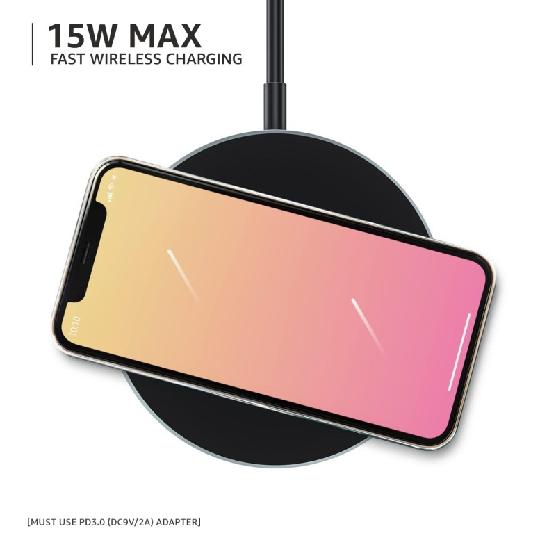 Amazon Basics Magnetic Wireless Charger | 15W Fast Charging Circular Pad | Compatible with iPhone