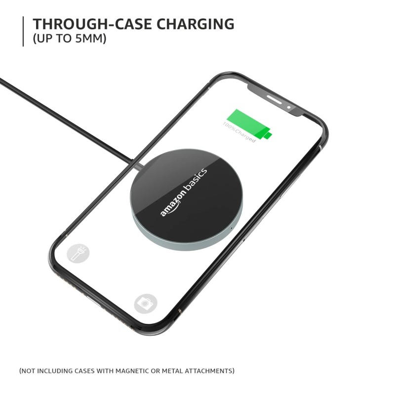 Amazon Basics Magnetic Wireless Charger | 15W Fast Charging Circular Pad | Compatible with iPhone