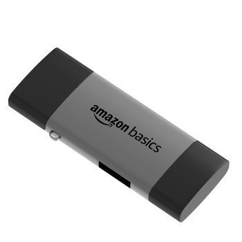 Amazon Basics OTG Card Reader and Hub with Type-C, USB & Micro USB Ports | Portable Memory Card (Grey)