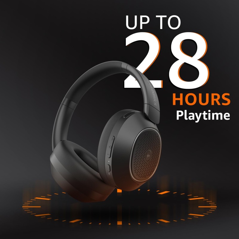Amazon Basics Pro Series ANC Over Ear Wireless Headphones, ANC (Up to 33 dB), Bluetooth 5.3 Black