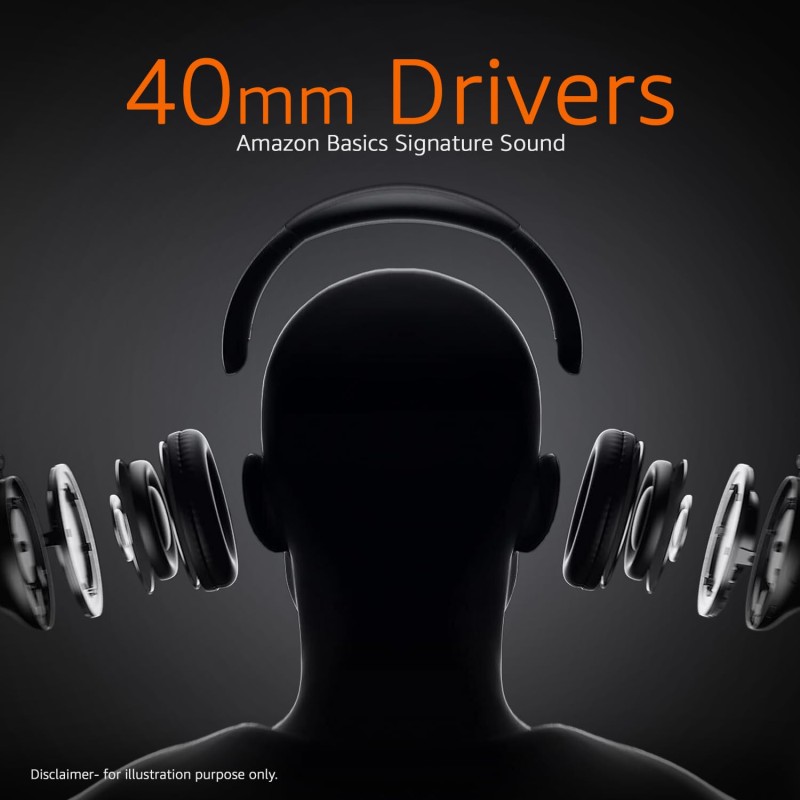 Amazon Basics Pro Series ANC Over Ear Wireless Headphones, ANC (Up to 33 dB), Bluetooth 5.3 Black