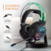 Amazon Basics RGB Wired Gaming On Ear Gaming Headphone, 2 Meter Braided Cable, with mic, Suspension Design,  Black)