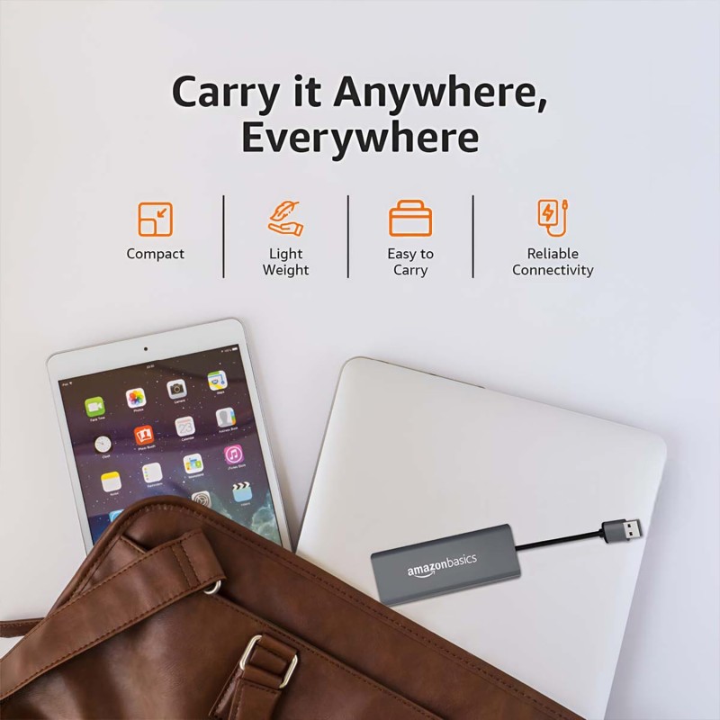 Amazon Basics USB 3.0 to RJ45 Ethernet LAN Adapter, Up to 10/100/1000 Mbps for Windows (11/10), Mac OS (10.9 & Later Versions)