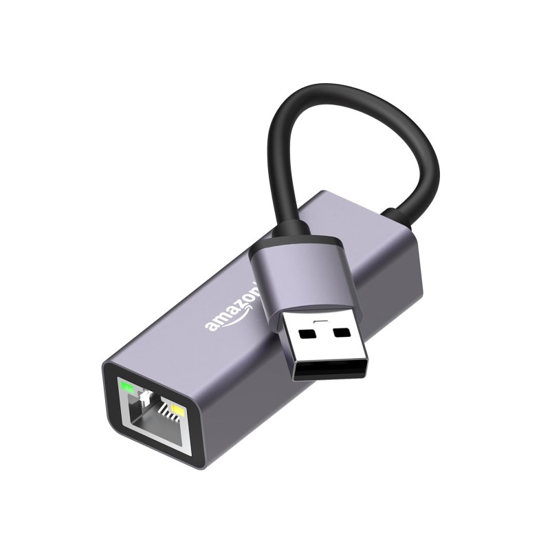 Amazon Basics USB 3.0 to RJ45 Ethernet LAN Adapter, Up to 10/100/1000 Mbps for Windows (11/10), Mac OS (10.9 & Later Versions)