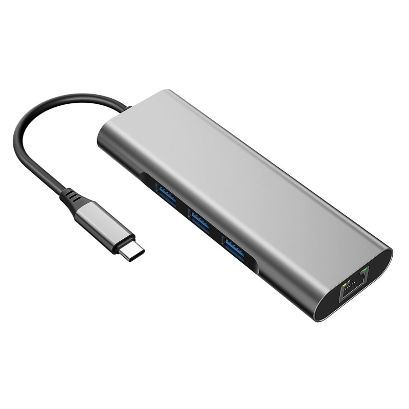 Amazon Basics USB-C Hub Dock 9-in-1 Aluminium Type-C Adapter with 4K HDMI, Ethernet 1000mbps Port