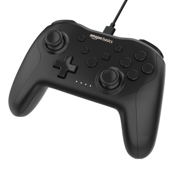 Amazon Basics USB Gamepad with Turbo Mode | Dual Vibration | PS3 & PC Support | X Input & Direct Input || Black