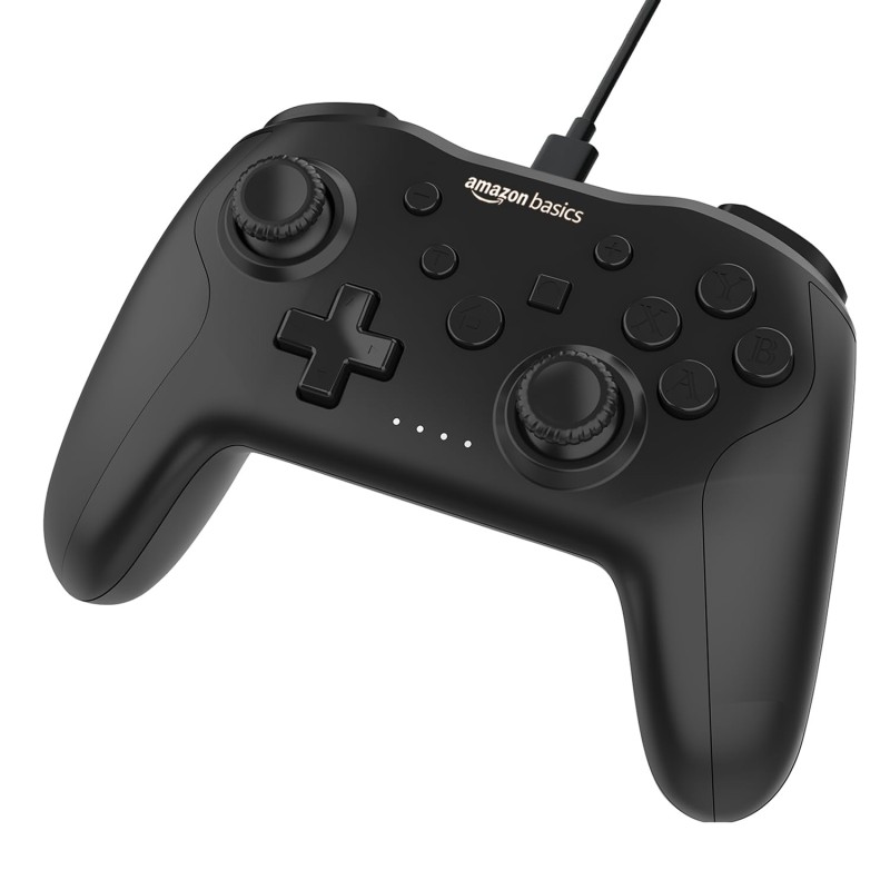 Amazon Basics USB Gamepad with Turbo Mode | Dual Vibration | PS3 & PC Support | X Input & Direct Input || Black