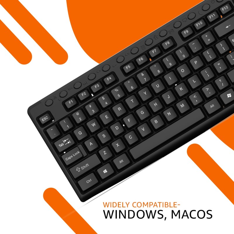 Amazon Basics Wireless Keyboard and Mouse Set | 1000 DPI Mouse | 12 Function Keys | Compatible with Mac and Windows (Black)
