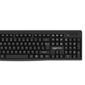 Amazon Basics Wireless Keyboard and Mouse Set | 1000 DPI Mouse | 12 Function Keys | Compatible with Mac and Windows (Black)