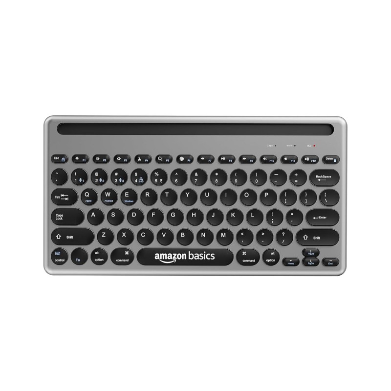 Amazon Basics Wireless Keyboard and Mouse Set with Bluetooth multiconnect, 2.4GHz Receiver,1600 DPI, Smartphone/Tablet Holder