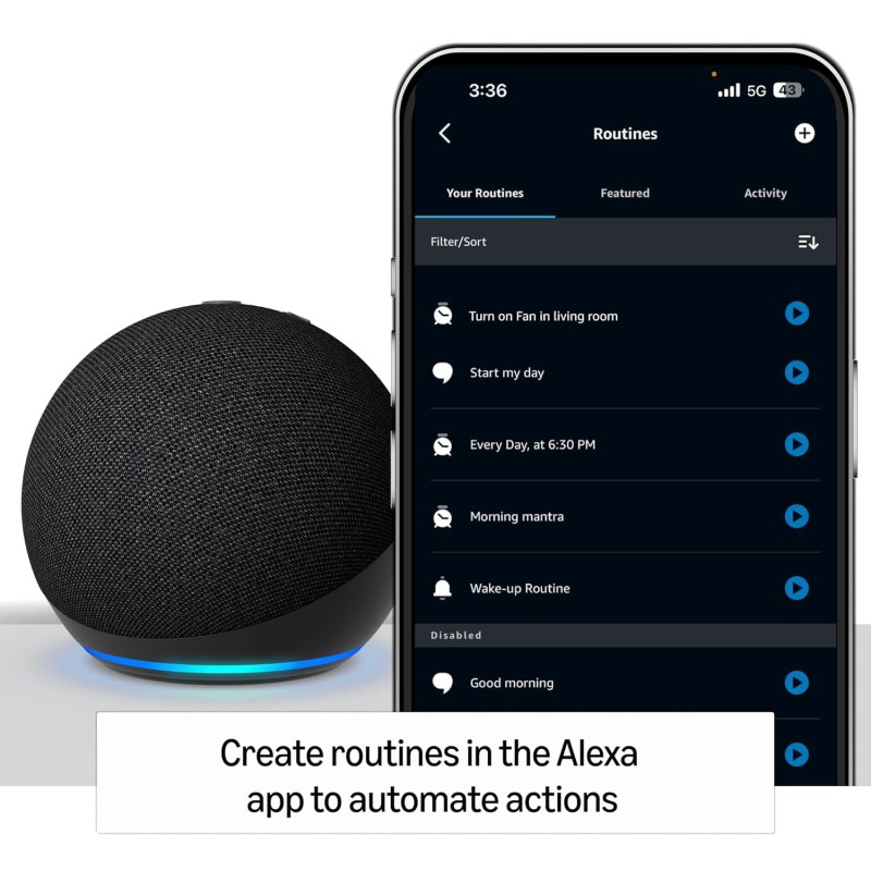 Amazon Echo Dot (5th Gen) | Smart speaker with Bigger sound, Motion Detection, Temperature Sensor, Alexa and Bluetooth| Black