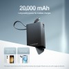 Ambrane 20000mAh Small Pocket Size Powerbank, Hanging InBuilt Type C Cable, 22.5W Fast Charging,  Black-Blue)