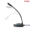 Amigo Nedis Gooseneck Gaming Microphone | with Mute Button | 1.5 mm USB Cable |3.5 MM Audio Connector | Compatible with Desktop, PC, Laptop, Mac & PS4 (Black/Grey)
