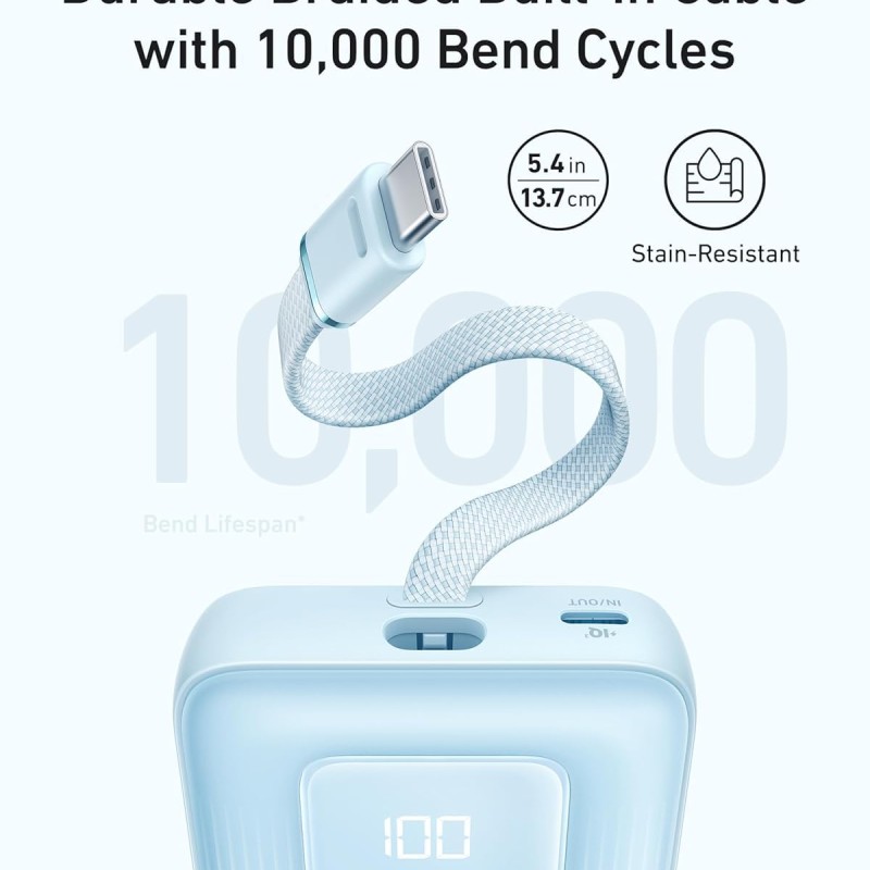 Anker Portable Charger,10,000mAh 30W Power Bank,USB-C in & Out Fast Charging Battery Black