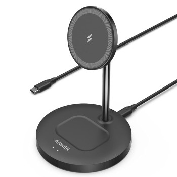 Anker Wireless Charging Stand for Cellular Phone,PowerWave 2-in-1 Magnetic Stand Lite with 5 ft US | Magnetic Dual-Device Dock