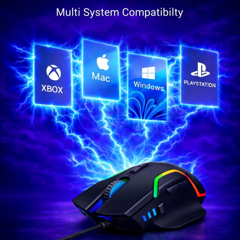 Ant Esports GM320 RGB Wired Gaming Mouse, 12800 DPI Optical Sensor, 8 Programmable Buttons with Rapid (Black)