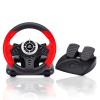 Ant Esports GW170 Racing Steering Wheel with Pedals, 180° Rotation, Compact USB Gaming Wheel (Red/Black)