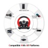 Ant Esports GW170 Racing Steering Wheel with Pedals, 180° Rotation, Compact USB Gaming Wheel (Red/Black)
