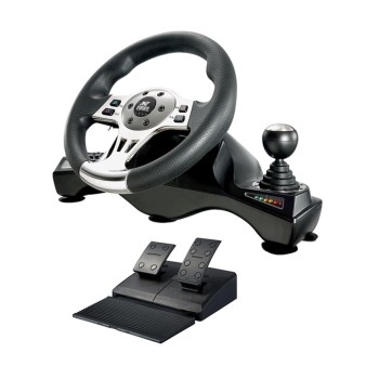 Ant Esports GW190 Race Steering Wheel, Universal USB I 270 Degree rotation with 2 Large Pedals and Shifter Compatible for PC, Xbox One,Xbox Series X/S,PS4,PS3,Nintendo Switch& Android TV–Black Silver