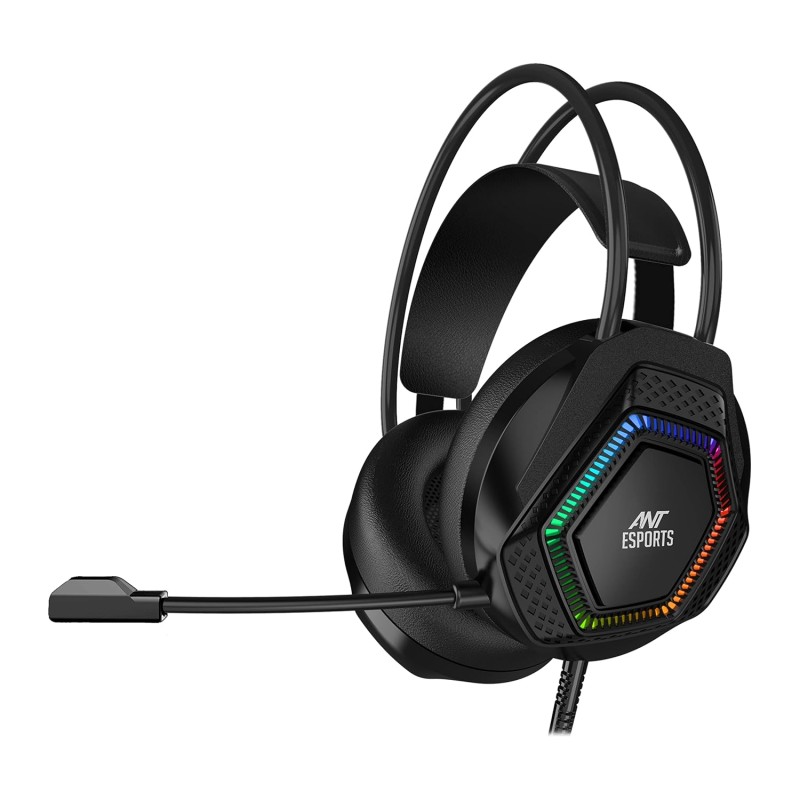 Ant Esports H560 Lightweight RGB Gaming Over Ear Wired Headphones with Mic|3.5MM Jack| Deep Bass| 40 MM Drivers | Compatible with PC/ PS4 / Xbox One/Nintendo/Mobile (Black)