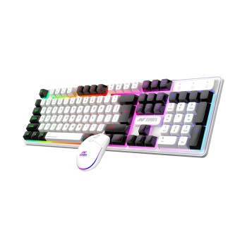 Ant Esports KM1610 LED Gaming Keyboard and Mouse Combo, 104 Keys Rainbow Backlit Keyboard and 7 Colour RGB Mouse White