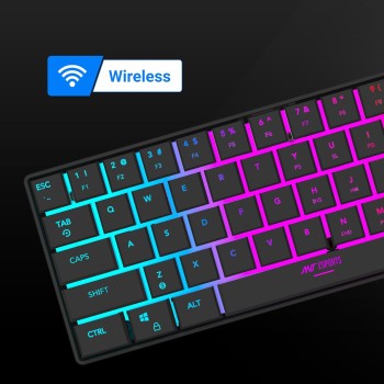 Ant Esports MK1500 BT Mini 60% Pro RGB Wireless Gaming Keyboard with Membrane Switches for PC/Mobile/Tablets/Laptop/TV's- Black.
