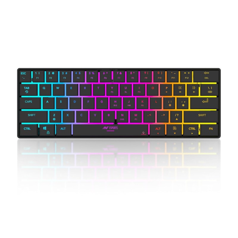 Ant Esports MK1500 BT Mini 60% Pro RGB Wireless Gaming Keyboard with Membrane Switches for PC/Mobile/Tablets/Laptop/TV's- Black.