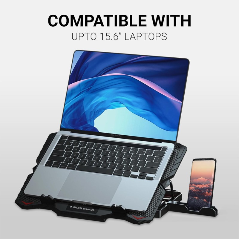 Ant Esports NC150 Ultra Slim and Sturdy Portable Laptop Cooling Pad with 2 * 1 125mm Red LED Fan