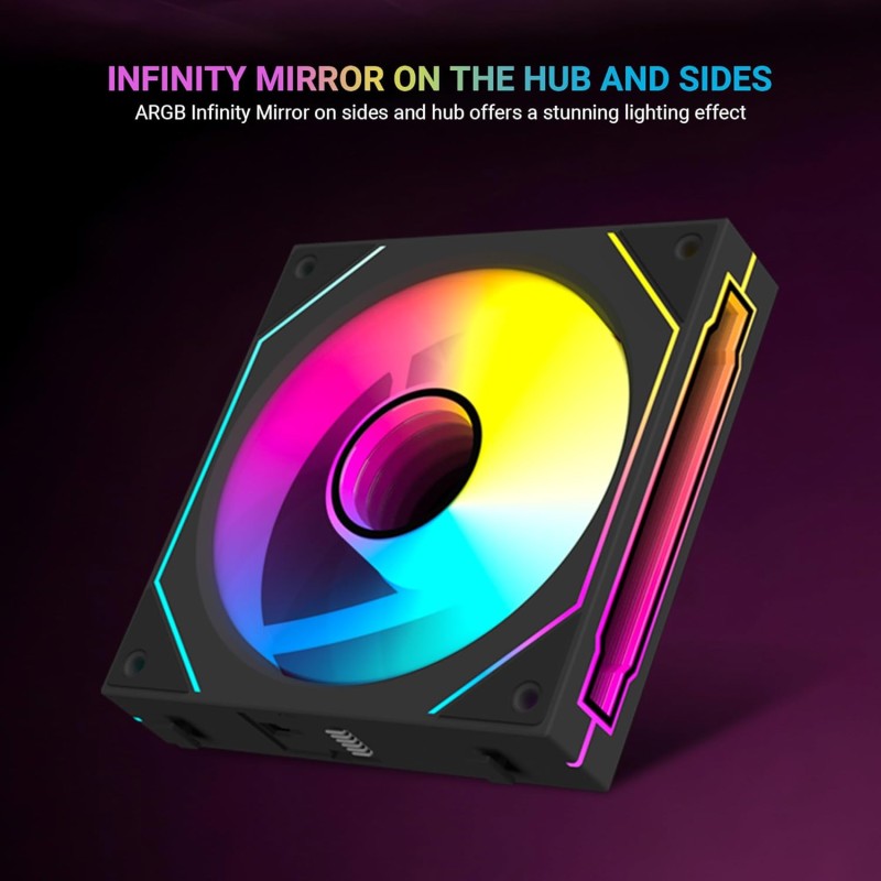 Ant Esports Superflow 120mm 3 IN 1 ARGB Three Dual-Sided ARGB ring light PWM Case Fan Kit - Black, 45.3 CFM Airflow, 1500 RPM