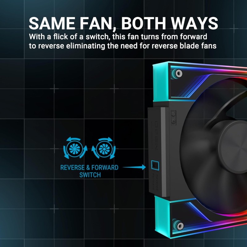 Ant Esports Superflow 120mm 3 IN 1 ARGB Three Dual-Sided ARGB ring light PWM Case Fan Kit - Black, 45.3 CFM Airflow, 1500 RPM