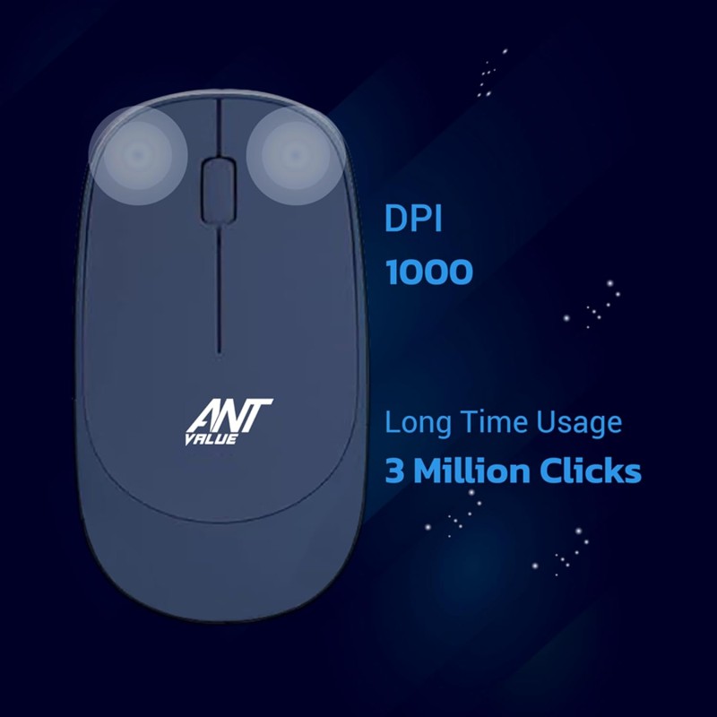 Ant Value FKBRI05 Wireless Keyboard Mouse Combo - 2.4Ghz Aesthetic Quiet Keyboard and Mouse Wireless (Blue)