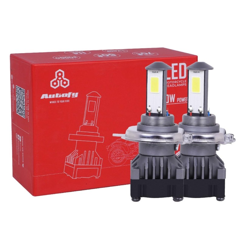 Autofy NightHawk 40W Powerful Super Bright H4 LED Headlight Bulb for Bikes Scooter LED Light for Biking 6000 Lumens 8000 RPM