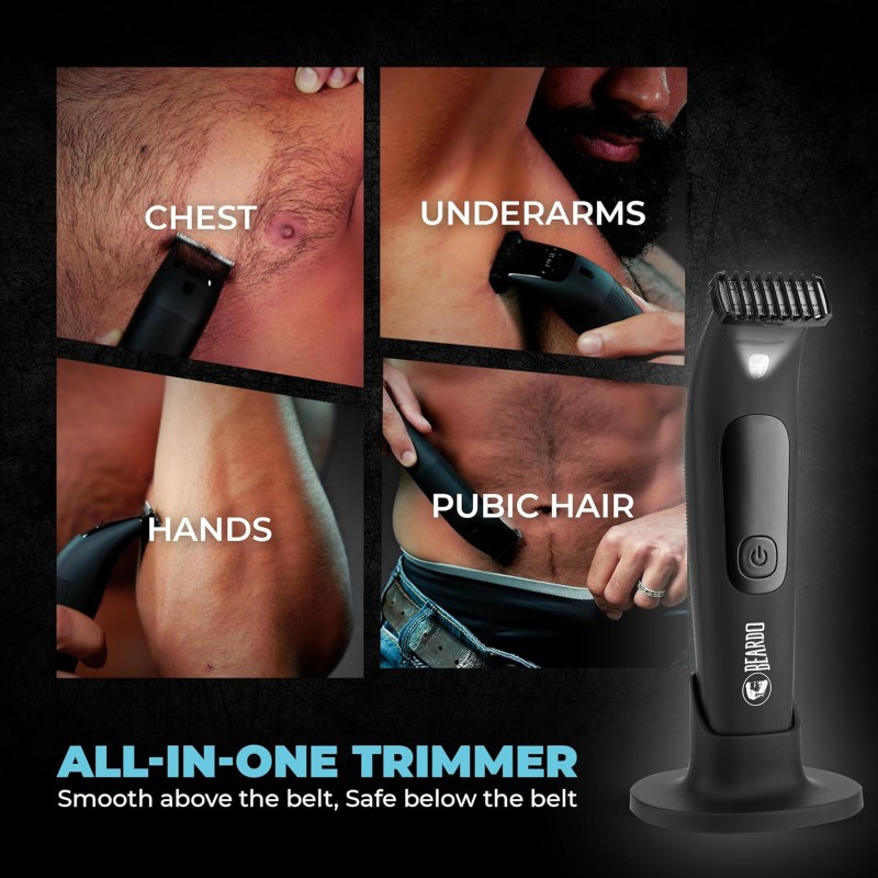 BEARDO Ball Safe Trimmer For Men|Fast Charging Trimmer For Intimate Parts, Beard, Body|Body Grooming Kit - No Nicks Or Cuts, Powerful Motor Black