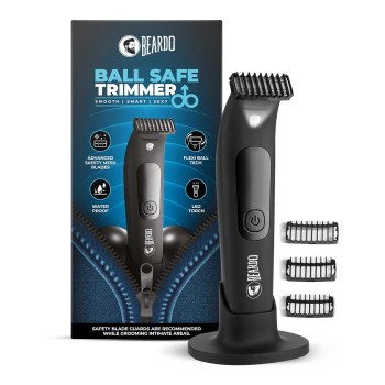 BEARDO Ball Safe Trimmer For Men|Fast Charging Trimmer For Intimate Parts, Beard, Body|Body Grooming Kit - No Nicks Or Cuts, Powerful Motor Black
