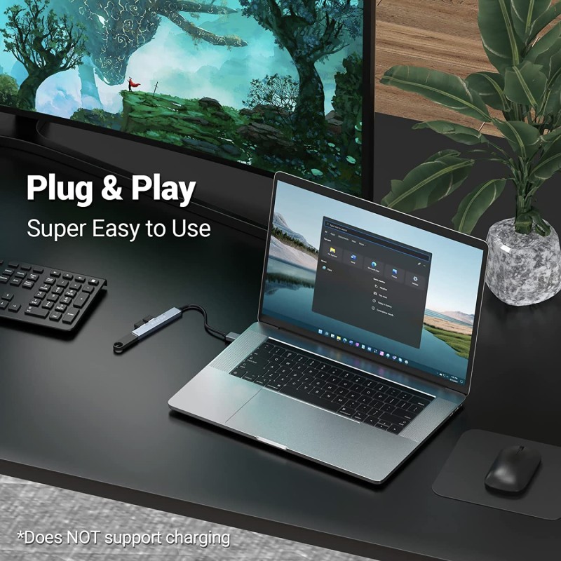 BESTOR® 4-in-1 USB Hub, Portable USB Splitter with 4 Ports, Mini Docking Station with 5Gbps Fast Data Transfe.