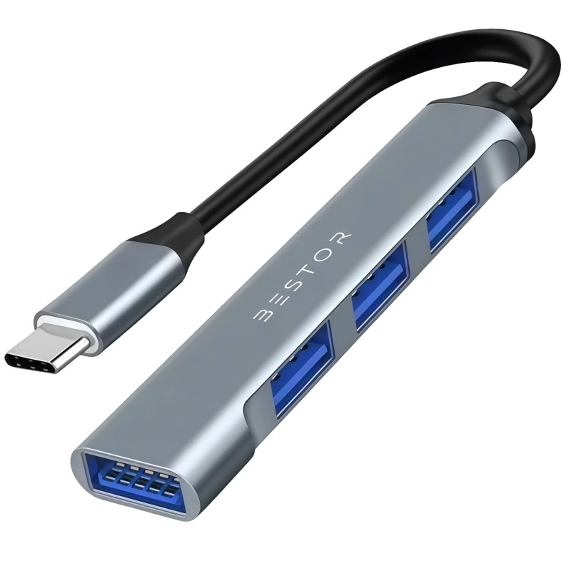 BESTOR® 4-in-1 USB Hub, Portable USB Splitter with 4 Ports, Mini Docking Station with 5Gbps Fast Data Transfe.