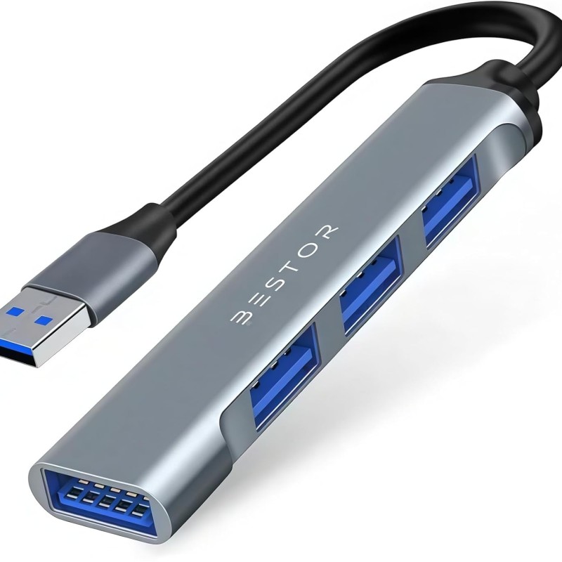 BESTOR® 4-in-1 USB Hub, Portable USB Splitter with 4 Ports, Mini Docking Station with 5Gbps Fast Data Transfe.