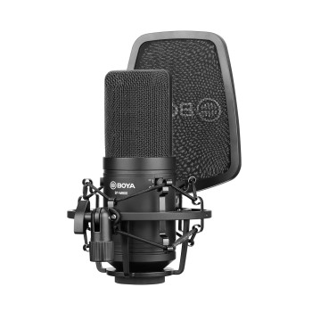 BOYA BY-M800 Large cardioid diaphragm condenser microphone with a smooth,flat,wide-range frequency response for Vocal & general instruments in recording,broadcast and professional studio environments