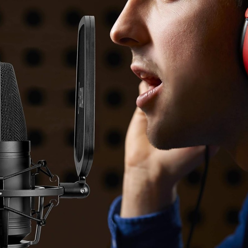 BOYA BY-M800 Large cardioid diaphragm condenser microphone with a smooth,flat,wide-range frequency response for Vocal & general instruments in recording,broadcast and professional studio environments