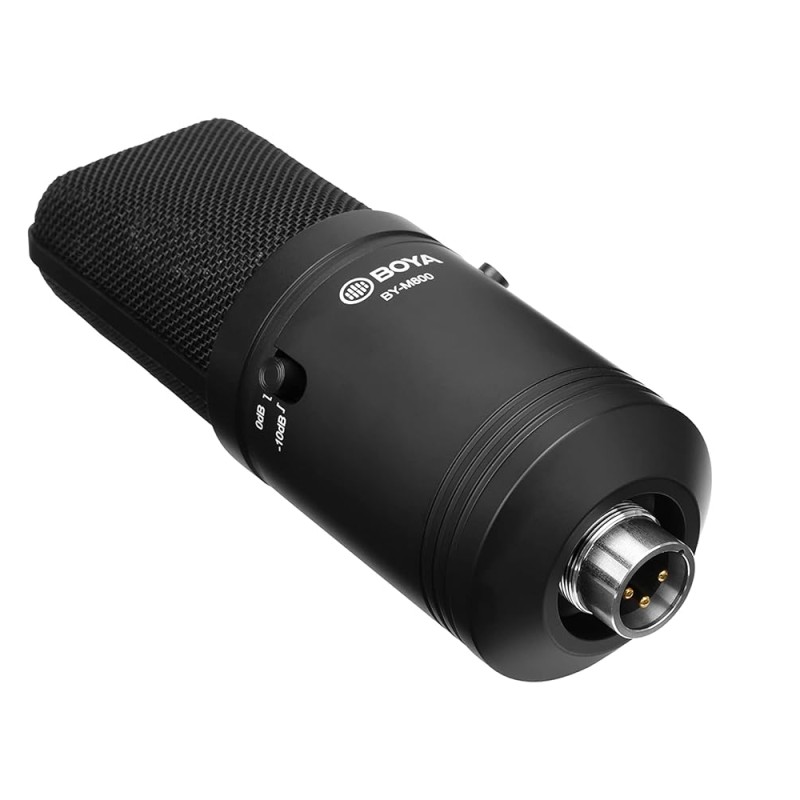 BOYA BY-M800 Large cardioid diaphragm condenser microphone with a smooth,flat,wide-range frequency response for Vocal & general instruments in recording,broadcast and professional studio environments